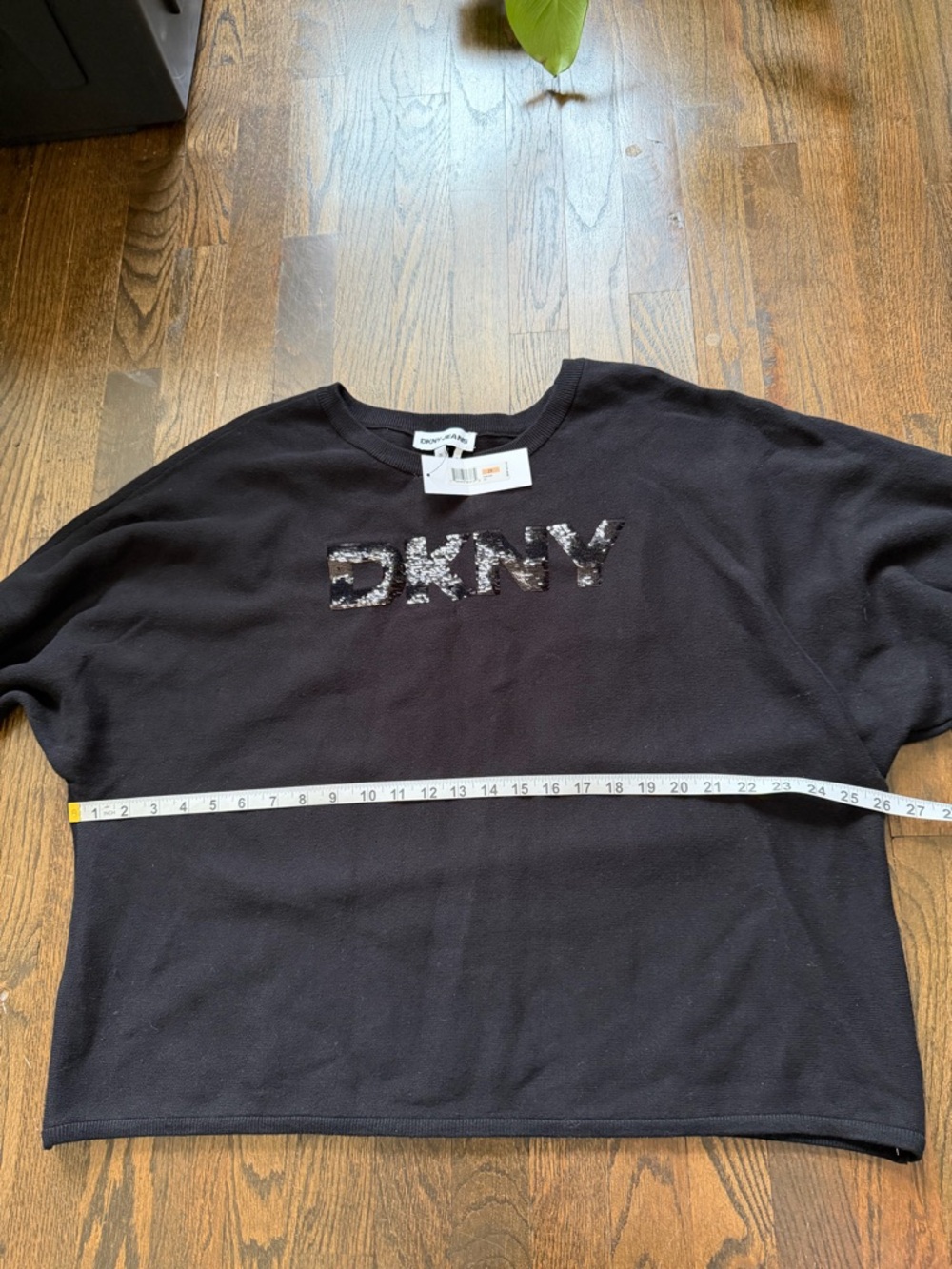 DKNY Black Sequin Logo Pullover - Picture 4 of 7